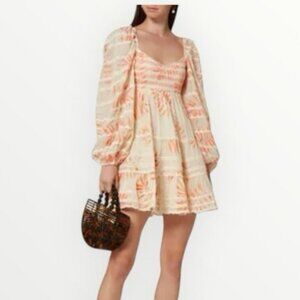 Hemant & Nandita Dream Smocked Babydoll Tiered Mini Dress